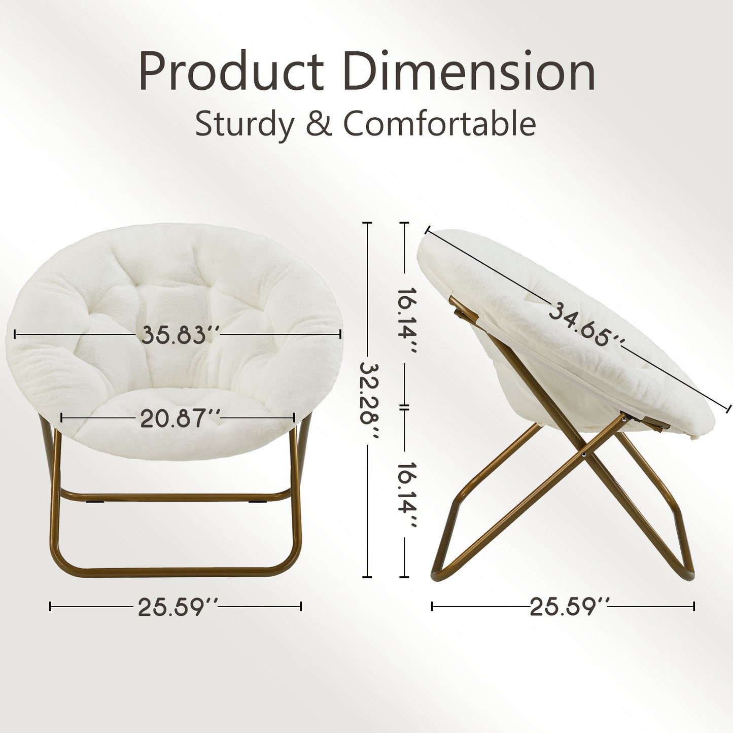 Comfortable Disc Chairs Faux Fur Furniture Bedroom Living Room Size White