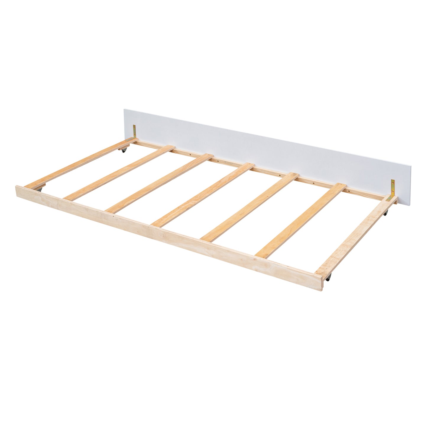 Single Wooden House Bed With Single Roller Bed, White