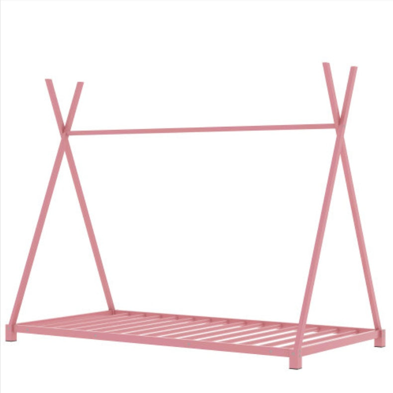 Metal Twin Size House Platform Bed With Triangle Structure