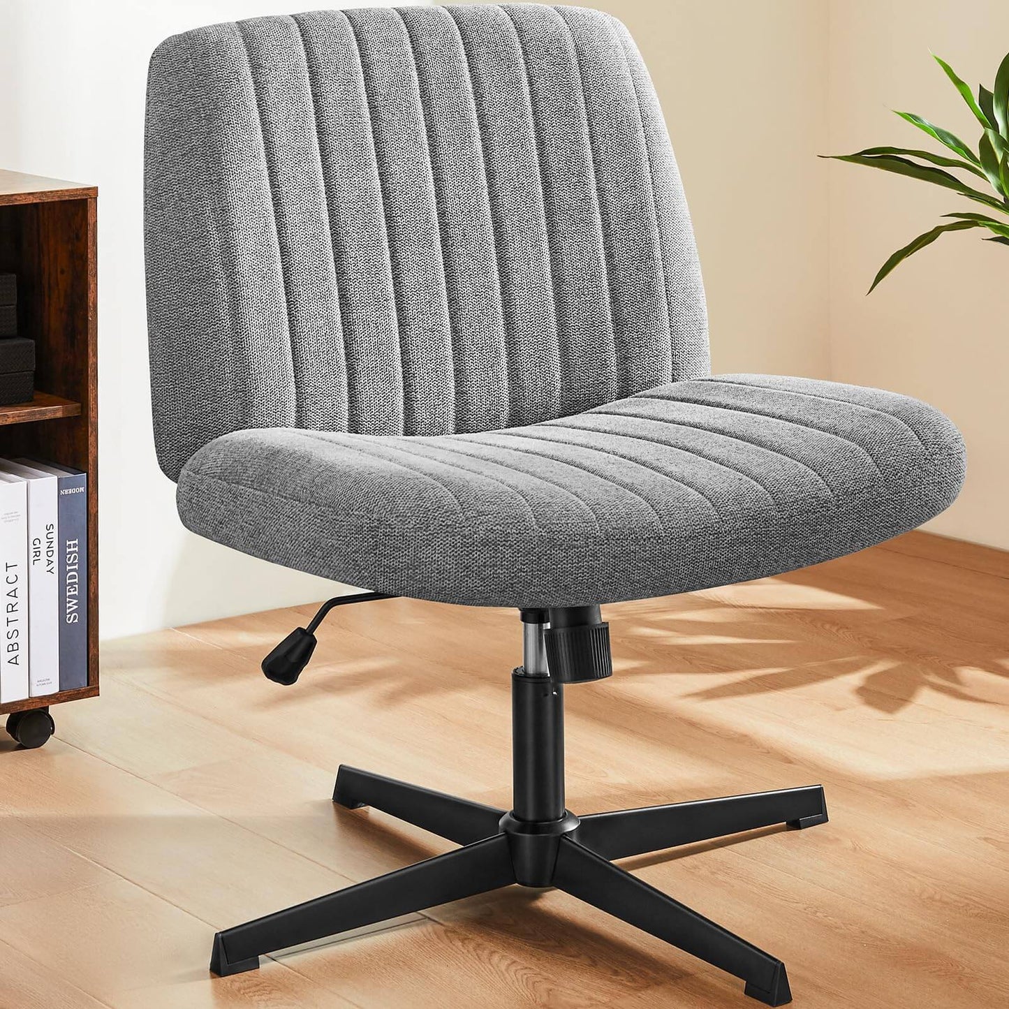 Cross-Legged Chair,No Wheels Armless Swivel Home Office Chair