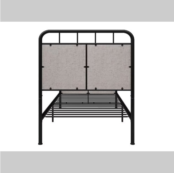 Double-size Linen Upholstered Platform Metal Bed Frame