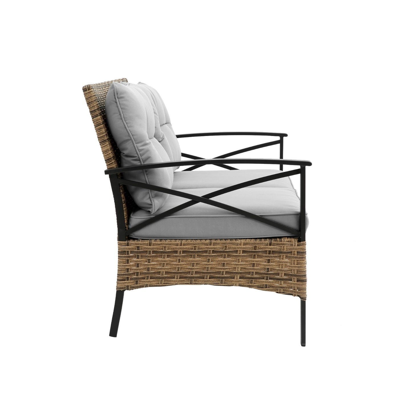 Patio 4Piece Sectional Sofa Set KD Rattan Wicker Outdoor Garden Furniture