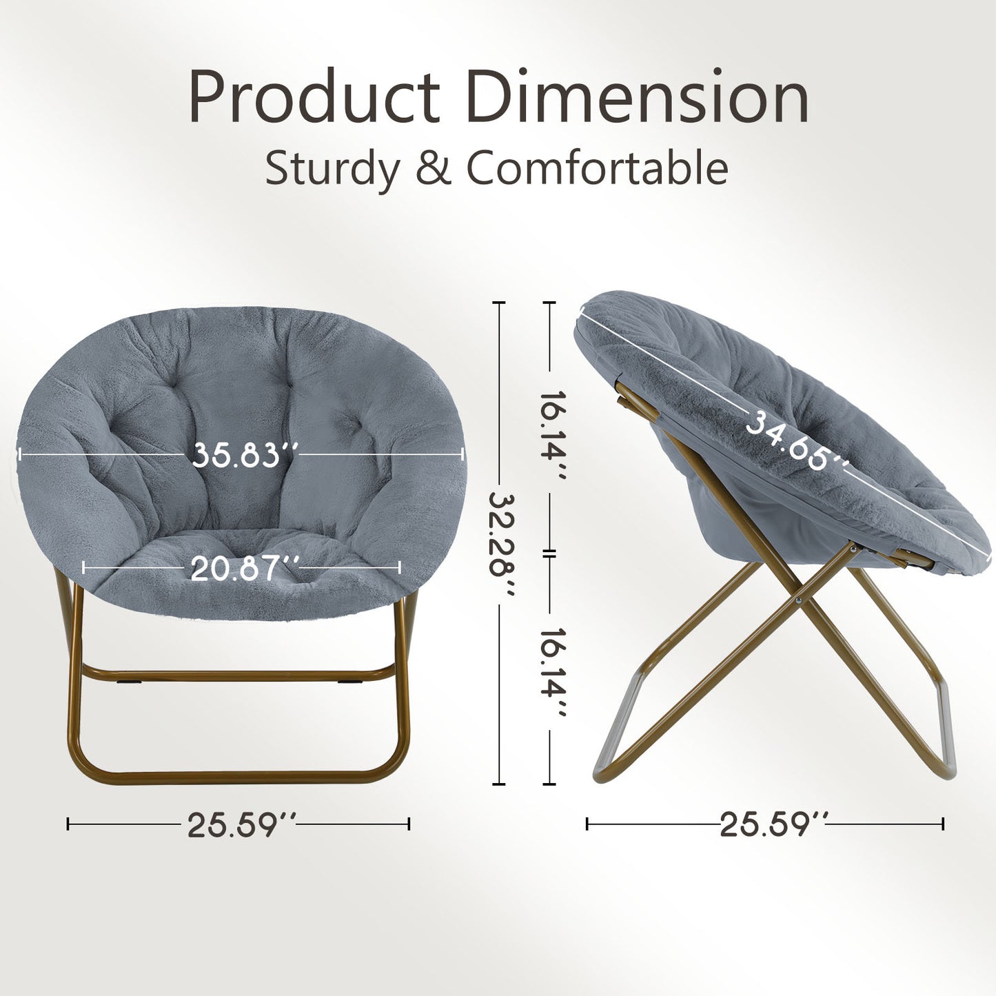 Comfortable Disc Chairs Faux Fur Furniture Bedroom Living Room Size White