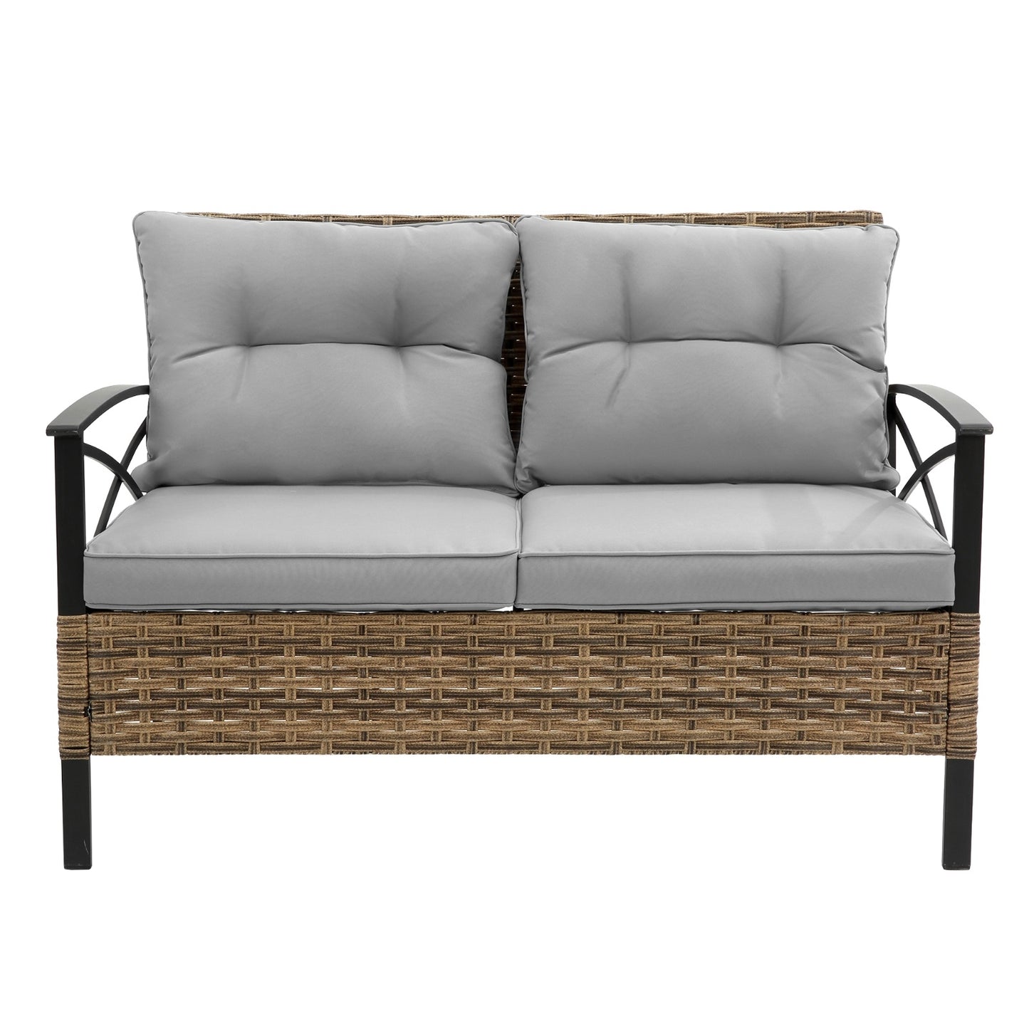 Patio 4Piece Sectional Sofa Set KD Rattan Wicker Outdoor Garden Furniture
