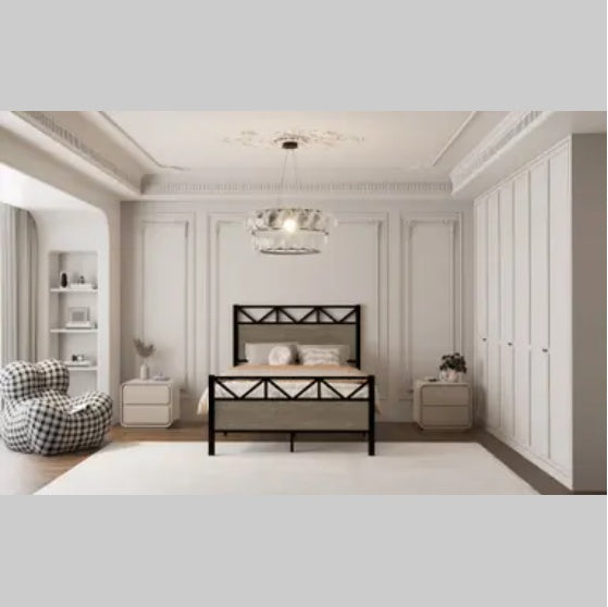 Full Size Bed Fram Easy Assembly Brown