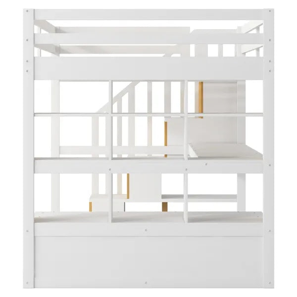 Full Size Loft Bed With Desk And Shelves