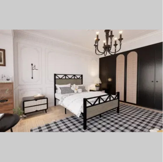 Full Size Bed Fram Easy Assembly Brown