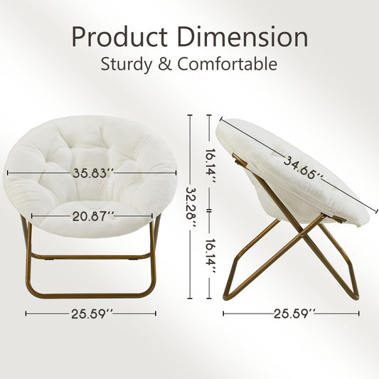 Comfortable Disc Chairs Faux Fur Furniture Bedroom Living Room  Size White