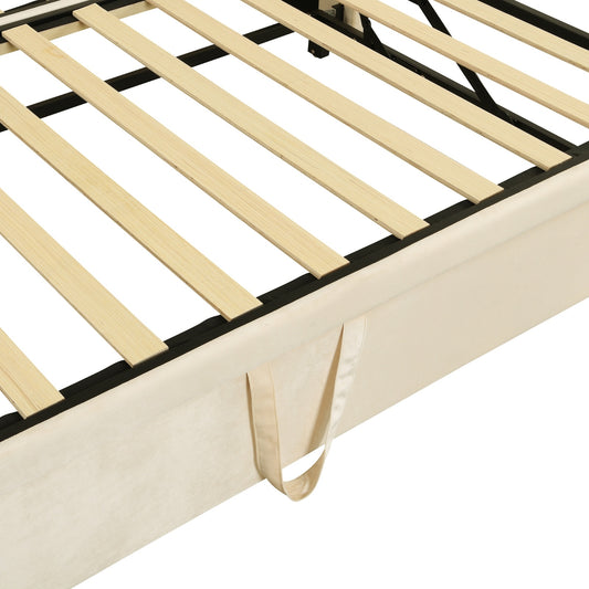 Twin Size Upholstered Daybed With  Up Trundle, Beige