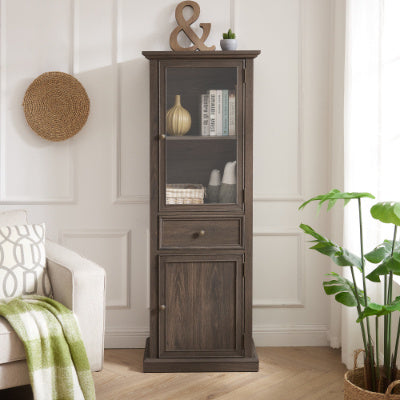 Tall Storage Cabinet, Freestanding Cabinet With Glass Door And Shelves, Sideboard Cabinet, Cabinet With Drawer For Living Room, Kitchen, Dining Room, Office, White
