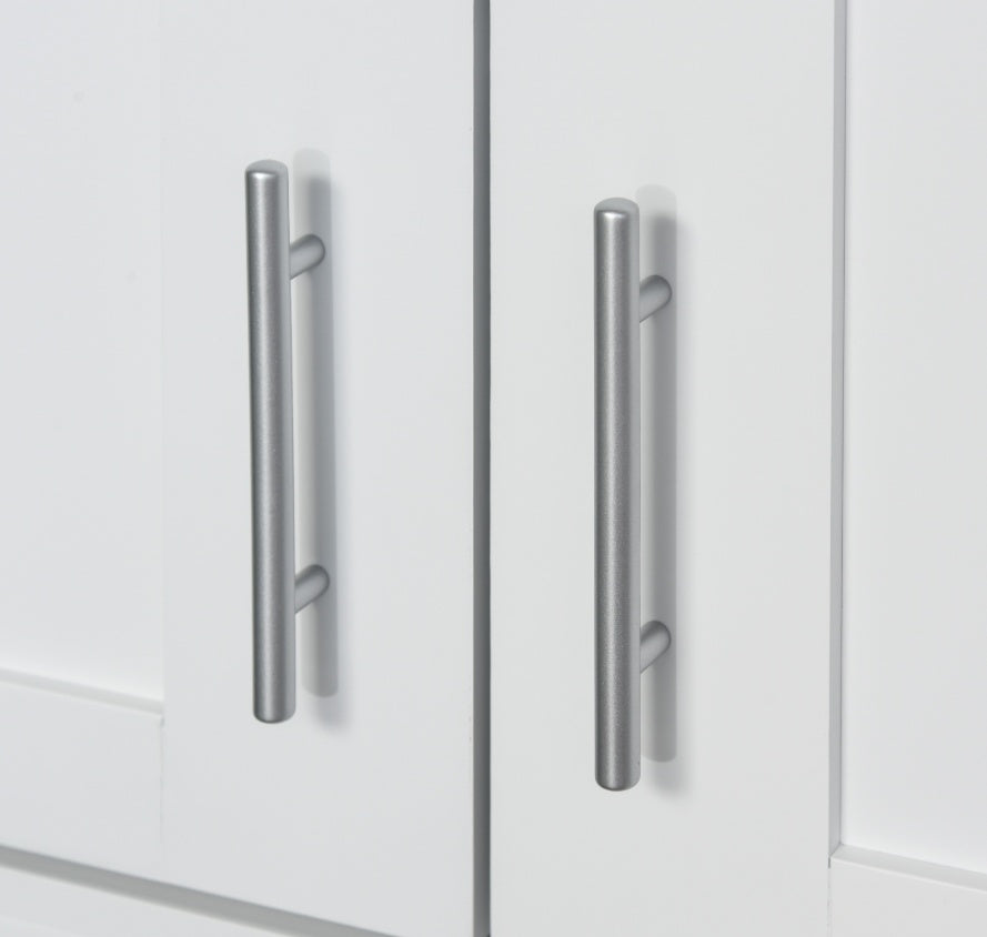 Modern Kitchen Pantry Cabinet Storage With With 4 Doors, Drawer And 3 Adjustable Shelves For Dining Room, White