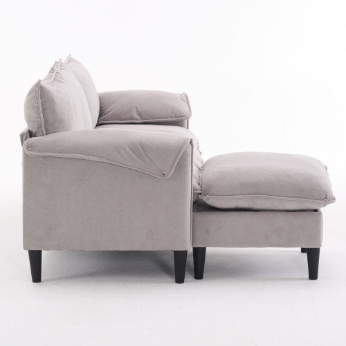 Convertible Combination Sofa Sofa L-Shaped Sofa With Footstools With Storage, Beige Sofa For Living Room  Living Room Bedroom Office Small Space 3-Seater Combination Sofa Beige
