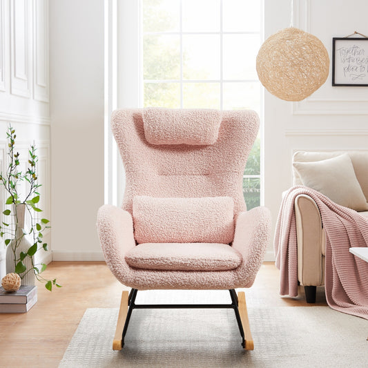 Rocking Chair Nursery, Modern Rocking Chair With High Backrest