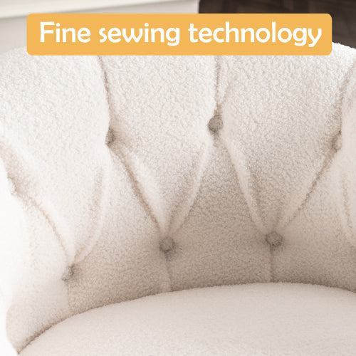 Swivel Chair With Ottoman, Modern Luxury Velvet Swivel Accent Chair, Comfy Round Armchair, Single Sofa Armchair With Lounge Seat For Bedroom Office Reading Spaces,Set Of 1,Off White