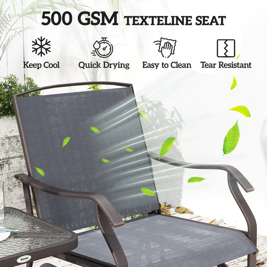 3 Piece Outdoor Glider Chair With Coffee Table And 2 Patio Chairs Supports Up To 352 Lbs For Backyard And Garden Gray
