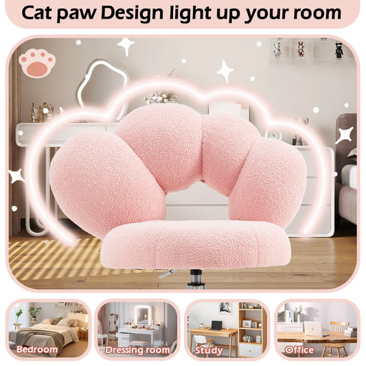 Armless Desk Chair Teddy Fabric Vanity Chair With Wheel