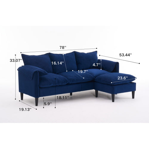 Convertible Combination Sofa Sofa L-Shaped Sofa With Footstools With Storage, Beige Sofa For Living Room  Living Room Bedroom Office Small Space 3-Seater Combination Sofa Beige