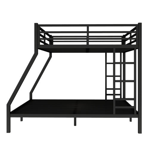 Metal Queen Over King Bunk Bed For Teens And Adults,Space-Saving Noise Reduced No Box Spring Needed, Black