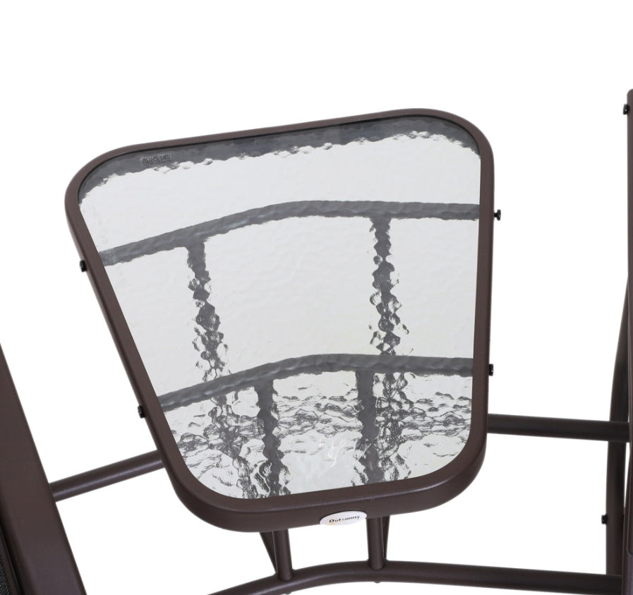 Outdoor Glider Swing 2-Seat Independent Chairs Grey With Center Coffee Table