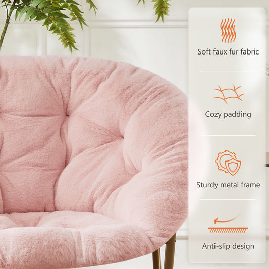 Comfortable Disc Chairs Faux Fur Furniture Bedroom Living Room  Size White
