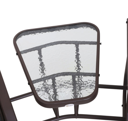 Outdoor Glider Swing 2-Seat Independent Chairs Grey With Center Coffee Table