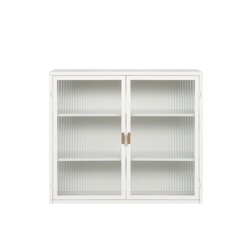 Modern Two-door Wall Cabinet With Glass Door With Three Levels Of Storage For Entrance Living Bathroom Dining Room, White Unavailable Platforms- Temu