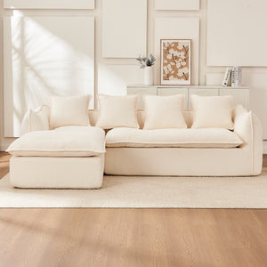 VIDEO Provided Sofa Deep Seat Sofa 3 Seater For Living Room Oversized Comfy Sofa L-Shape Sofa Couch With Chaise Home Furniture Sleeper Sectional Sofa For Apartment, Office Left Hand Facing