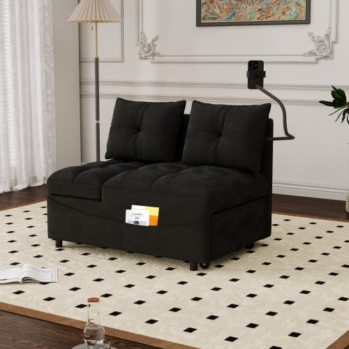 1 Versatile Foldable Sofa Bed In 3 Lengths, Modern Sofa Sofa Sofa Velvet Pull-out Bed, Loveseat Sofa Adjustable Back And With USB Port And Swivel Phone Stand