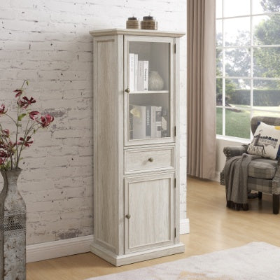 Tall Storage Cabinet, Freestanding Cabinet With Glass Door And Shelves, Sideboard Cabinet, Cabinet With Drawer For Living Room, Kitchen, Dining Room, Office, White