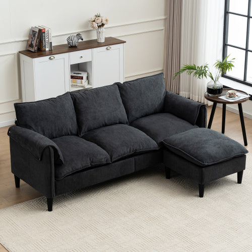 Convertible Combination Sofa Sofa L-Shaped Sofa With Footstools With Storage, Beige Sofa For Living Room  Living Room Bedroom Office Small Space 3-Seater Combination Sofa Beige