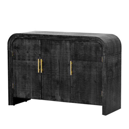 Vintage Minimalist Curved Sideboard With Gold Handles And Adjustable Partitions For The Living Room Or Dining Room