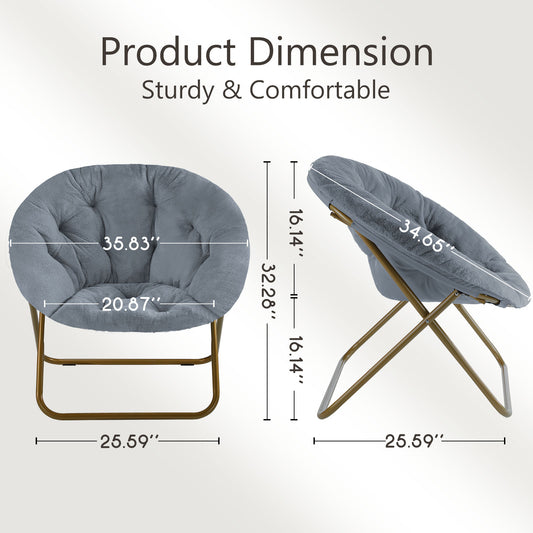 Comfortable Disc Chairs Faux Fur Furniture Bedroom Living Room  Size White