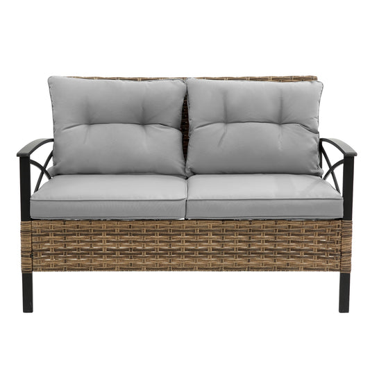 Patio 4Piece Sectional Sofa Set   KD Rattan Wicker Outdoor Garden Furniture