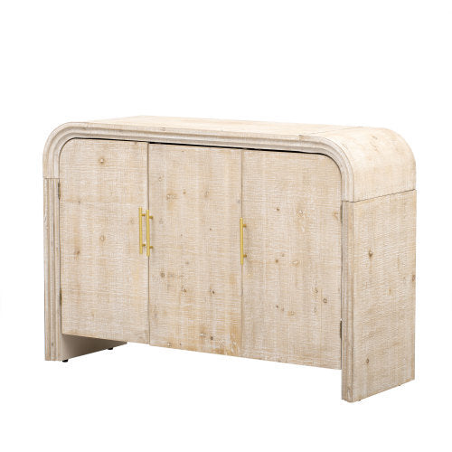 Vintage Minimalist Curved Sideboard With Gold Handles And Adjustable Partitions For The Living Room Or Dining Room
