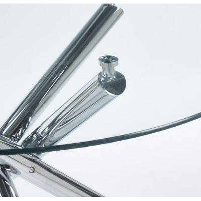 Chrome Dining Table With Metal Leg And Glass,Modern Space Saving Kitchen Table For Living Room,120X120X75CM