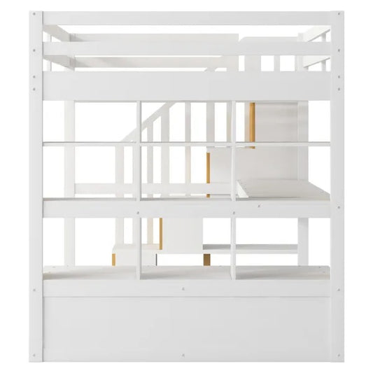 Full Size Loft Bed With Desk And Shelves
