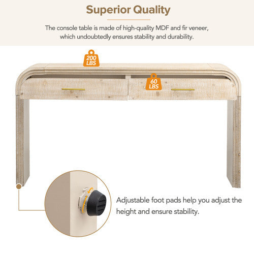 Unique Retro Silhouette Entryway Table With Open Design And Two Top Drawers For Entrance, Dining Room, Living Room
