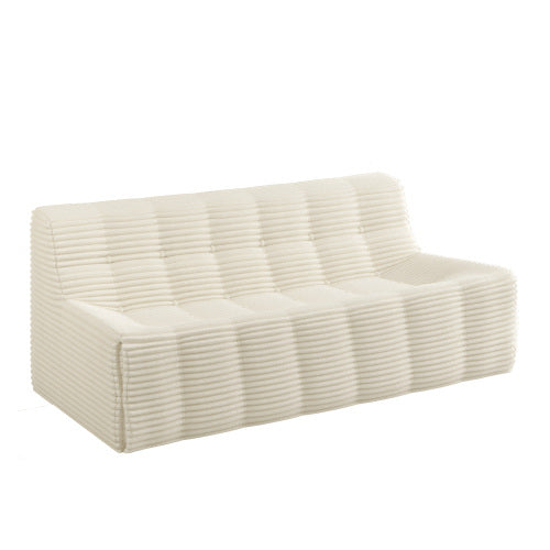 Sofa, Full Sponge Compression Corduroy 3 Seat Sofa, Modern Minimalist Style Corduroy Sofa, Comfortable Compression Sofa, Space Efficient Design   Beige