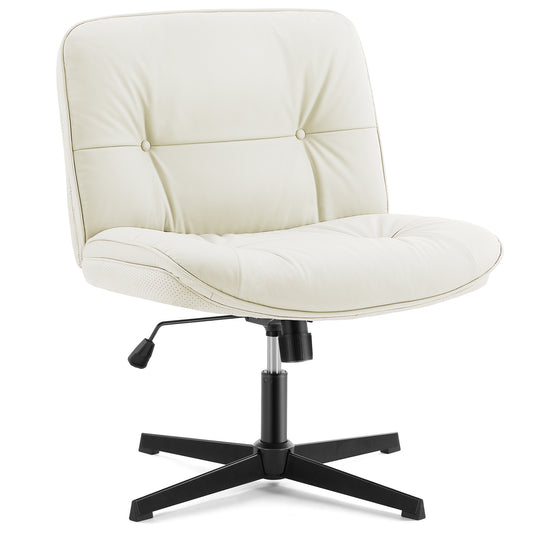 Criss Cross Legged Chair, Armless Office Desk Wide Seat No Wheels, Swivel Height Adjustable Comfy