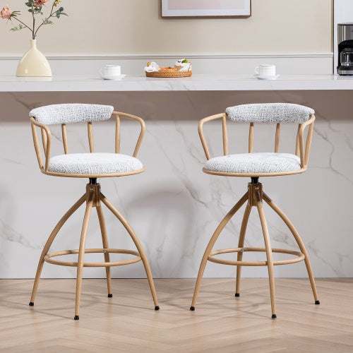 26 Swivel Counter Height Bar Stool, Set Of 2- Fabric Seat With Metal Frame, Modern Industrial Design Bar Chairs For Kitchen Island, Dining Room, Home Bar, Counter Seat