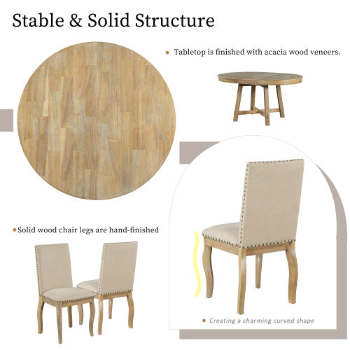 5-piece Farmhouse Wooden Dining Table Set